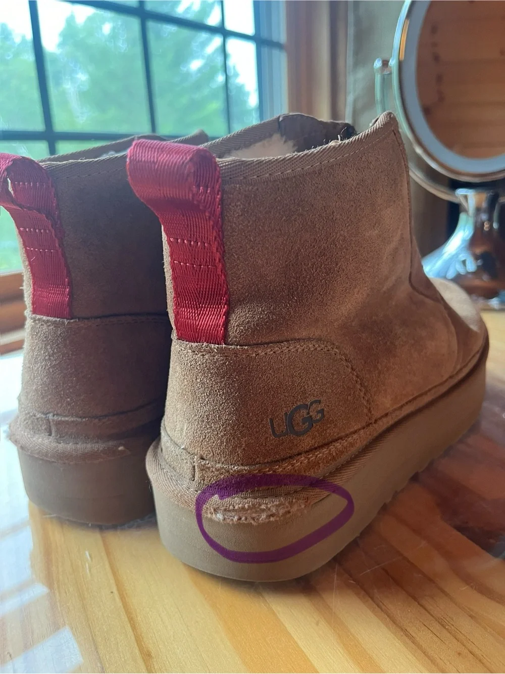 UGG Neumel Platform Zip Chestnut Suede Boots Size 10